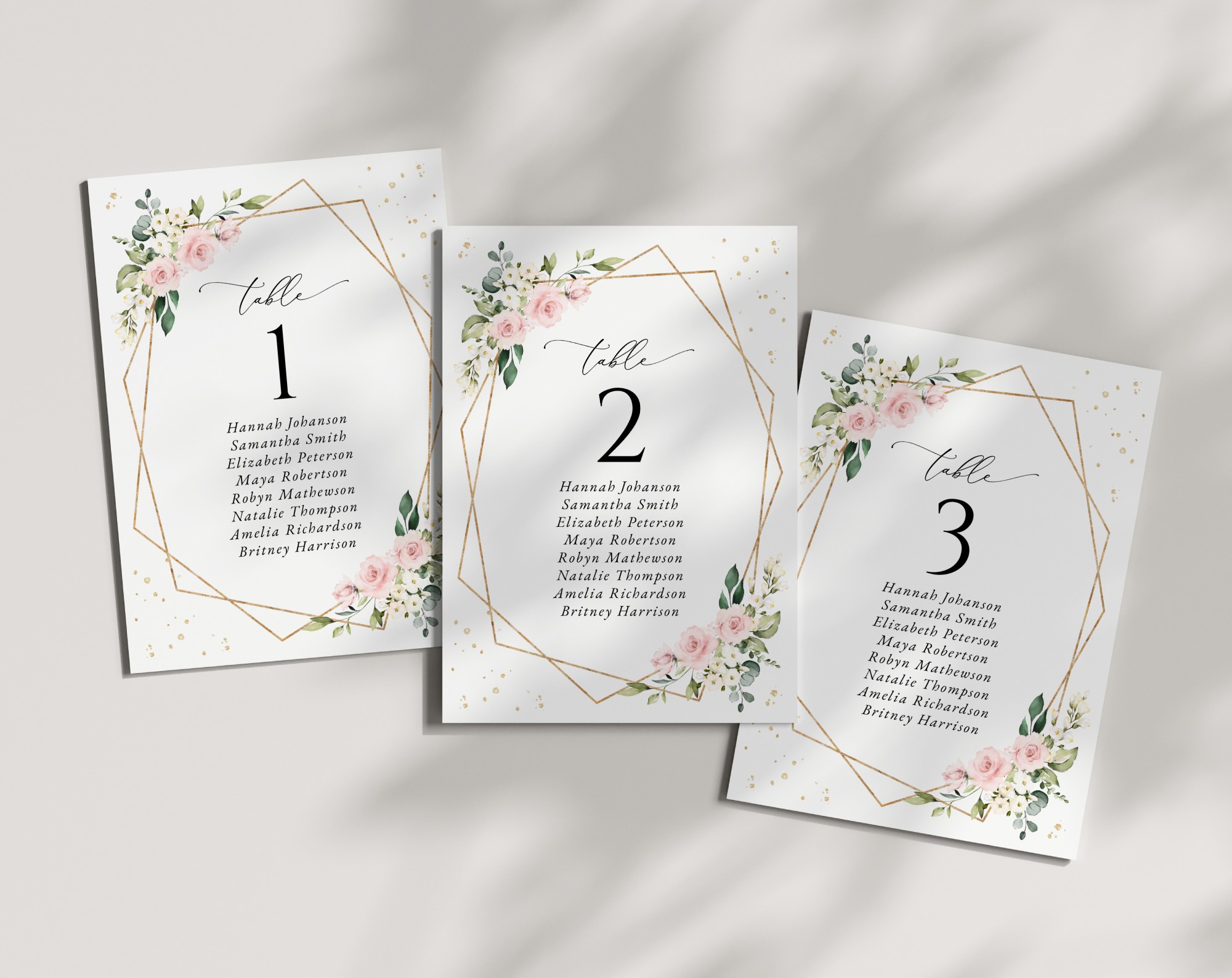 Pink Flowers and Gold Confetti Seating Cards, Wedding Stationery, Printable File, Edit Yourself, SH135 Pink Flowers and Gold Confetti Seating Cards, Wedding Stationery, Printable File, Edit Yourself, SH135