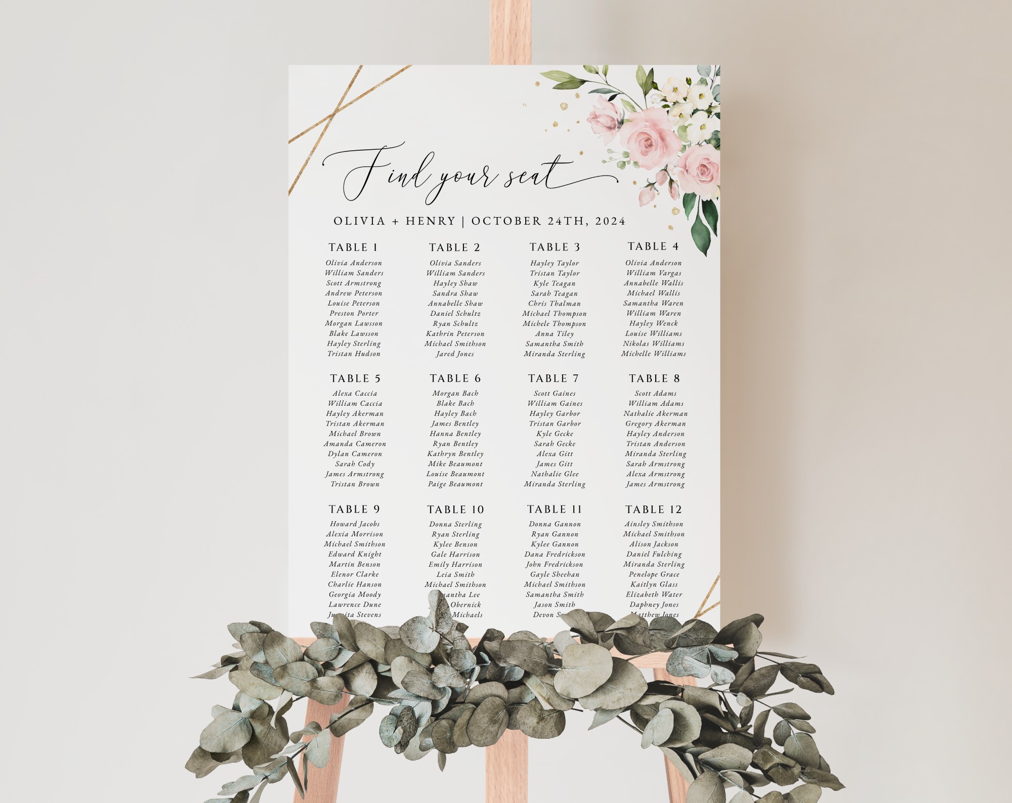 Pink Flowers and Gold Confetti Seating Chart, Wedding Sign, Printable File, Edit Yourself, SH135 Pink Flowers and Gold Confetti Seating Chart, Wedding Sign, Printable File, Edit Yourself, SH135