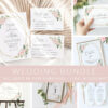 Pink Flowers and Gold Confetti Wedding Bundle, Printable File, Edit Yourself, SH135