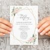 Pink Flowers and Gold Confetti Wedding Program, Wedding Stationery, Printable File, Edit Yourself, SH135