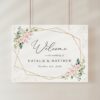 Pink Flowers and Gold Confetti Welcome Sign, Wedding Sign, Printable File, Edit Yourself, SH135