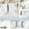 Blue Flowers and Gold Confetti Wedding Bundle, Printable File, Edit Yourself, SH136 Blue Flowers and Gold Confetti Wedding Bundle, Printable File, Edit Yourself, SH136
