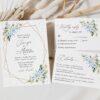 Blue Flowers and Gold Confetti Wedding Invitation Suite, Wedding Stationery, Printable File, Edit Yourself, SH136 Blue Flowers and Gold Confetti Wedding Invitation Suite, Wedding Stationery, Printable File, Edit Yourself, SH136