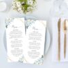 Blue Flowers and Gold Confetti Wedding Menu, Wedding Stationery, Printable File, Edit Yourself, SH136