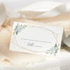 Blue Flowers and Gold Confetti Place Card, Wedding Stationery, Printable File, Edit Yourself, SH136