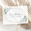Blue Flowers and Gold Confetti Thank You Card, Wedding Stationery, Printable File, Edit Yourself, SH136