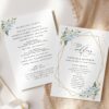 Blue Flowers and Gold Confetti Wedding Program, Wedding Stationery, Printable File, Edit Yourself, SH136 Blue Flowers and Gold Confetti Wedding Program, Wedding Stationery, Printable File, Edit Yourself, SH136