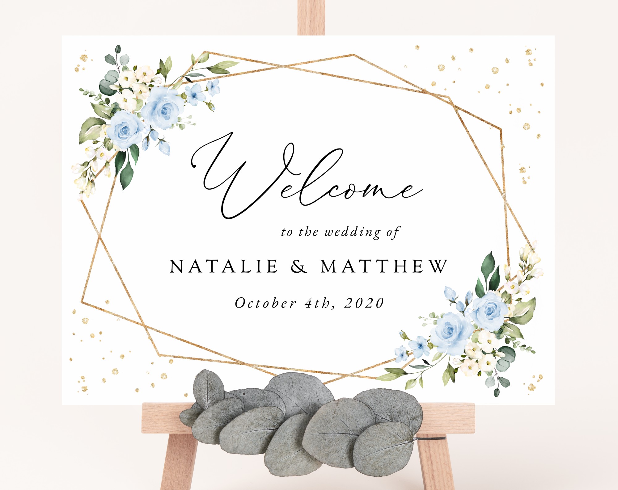 Blue Flowers and Gold Confetti Welcome Sign, Wedding Sign, Printable File, Edit Yourself, SH136 Blue Flowers and Gold Confetti Welcome Sign, Wedding Sign, Printable File, Edit Yourself, SH136