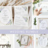 Purple Flowers and Gold Confetti Wedding Bundle, Printable File, Edit Yourself, SH137