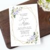 Purple Flowers and Gold Confetti Wedding Invitation, Wedding Stationery, Printable File, Edit Yourself, SH137