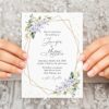 Purple Flowers and Gold Confetti Wedding Invitation, Wedding Stationery, Printable File, Edit Yourself, SH137