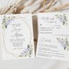 Purple Flowers and Gold Confetti Wedding Invitation Suite, Wedding Stationery, Printable File, Edit Yourself, SH137