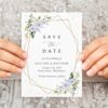 Purple Flowers and Gold Confetti Save the Date, Wedding Stationery, Printable File, Edit Yourself, SH137