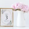 Purple Flowers and Gold Confetti Table Number Sign, Wedding Sign, Printable File, Edit Yourself, SH137
