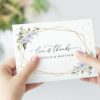 Purple Flowers and Gold Confetti Thank You Card, Wedding Stationery, Printable File, Edit Yourself, SH137