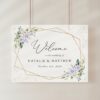 Purple Flowers and Gold Confetti Welcome Sign, Wedding Sign, Printable File, Edit Yourself, SH137