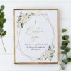 White Flowers Custom Sign, Baptism, First Holy Communion, Printable File, Edit Yourself, SH138 SH139