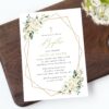 White Flowers Baptism Invitation, Baptism Stationery, Printable File, Edit Yourself, SH138 White Flowers Baptism Invitation, Baptism Stationery, Printable File, Edit Yourself, SH138