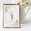 White Flowers Table Number Sign, Baptism Sign, Printable File, Edit Yourself, SH138