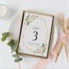 White Flowers Table Number Sign, Baptism Sign, Printable File, Edit Yourself, SH138