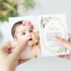 White Flowers Baptism Thank You Card, Baptism Stationery, Printable File, Edit Yourself, SH138