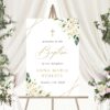 White Flowers Welcome Sign, Baptism Sign, Printable File, Edit Yourself, SH138