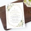 White Flowers First Holy Communion Invitation, Printable File, Edit Yourself, SH139