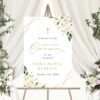 White Flowers Welcome Sign, First Holy Communion Sign, Printable File, Edit Yourself, SH139 White Flowers Welcome Sign, First Holy Communion Sign, Printable File, Edit Yourself, SH139