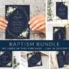 Navy and White Flowers Baptism Mini Bundle, Printable File, Edit Yourself, SH140