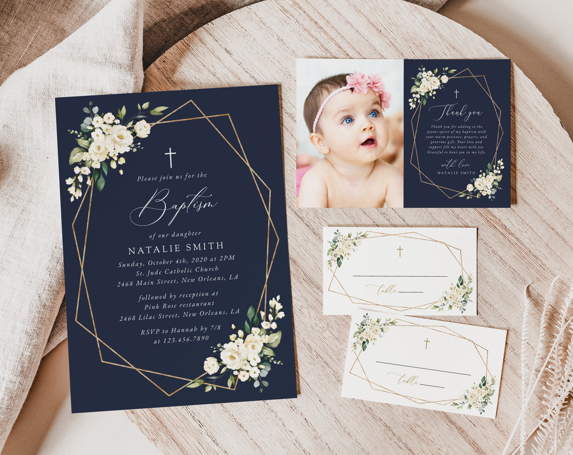 SH140 Navy and White Flowers Baptism Shop by Collection SH140 Navy and White Flowers Baptism Shop by Collection