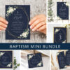 Navy and White Flowers Baptism Mini Bundle, Printable File, Edit Yourself, SH140
