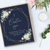 Navy and White Flowers Custom Sign, Baptism, First Holy Communion, Printable File, Edit Yourself, SH140 SH141