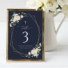 Navy and White Flowers Table Number Sign, Baptism Sign, Printable File, Edit Yourself, SH140