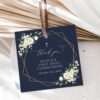 Navy and White Flowers First Holy Communion Favor Tags, Gift Tags, Printable File, Edit Yourself, SH141