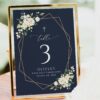 Navy and White Flowers Table Number Sign, First Holy Communion Sign, Printable File, Edit Yourself, SH141