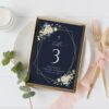Navy and White Flowers Table Number Sign, First Holy Communion Sign, Printable File, Edit Yourself, SH141