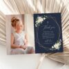 Navy and White Flowers First Holy Communion Thank You Card, Printable File, Edit Yourself, SH141 Navy and White Flowers First Holy Communion Thank You Card, Printable File, Edit Yourself, SH141