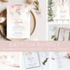 Blush Pink Flowers Baptism Mini Bundle, Printable File, Edit Yourself, SH142