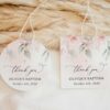 Blush Pink Flowers Baptism Favor Tags, Gift Tags, Printable File, Edit Yourself, SH142