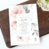 Blush Pink Flowers Baptism Invite, Baptism Stationery, Printable File, Edit Yourself, SH142