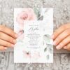 Blush Pink Flowers Baptism Invite, Baptism Stationery, Printable File, Edit Yourself, SH142