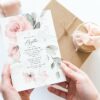 Blush Pink Flowers Baptism Invite, Baptism Stationery, Printable File, Edit Yourself, SH142