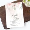 Blush Pink Flowers Baptism Invitation, Baptism Stationery, Printable File, Edit Yourself, SH142