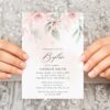 Blush Pink Flowers Baptism Invitation, Baptism Stationery, Printable File, Edit Yourself, SH142