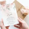 Blush Pink Flowers Baptism Invitation, Baptism Stationery, Printable File, Edit Yourself, SH142