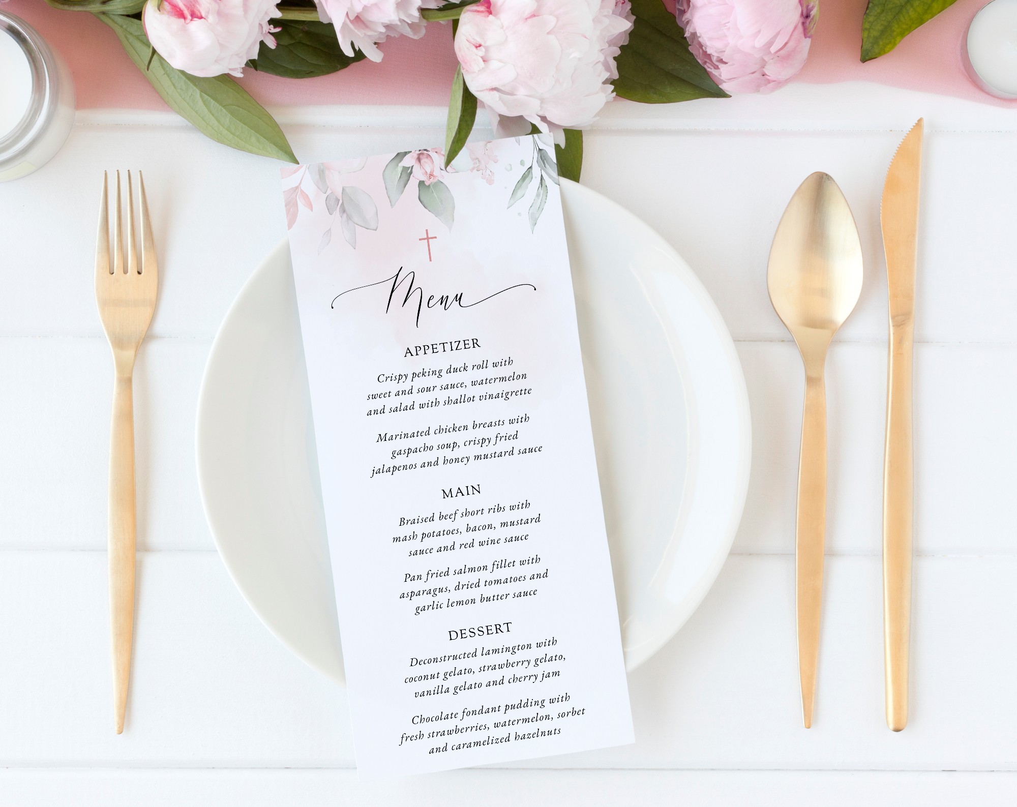 Blush Pink Flowers Menu, Baptism, First Holy Communion, Printable File, Edit Yourself, SH142 SH143 Blush Pink Flowers Menu, Baptism, First Holy Communion, Printable File, Edit Yourself, SH142 SH143