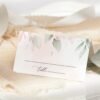 Blush Pink Flowers Place Card, Baptism, First Holy Communion, Printable File, Edit Yourself, SH142 SH143