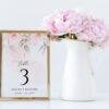 Blush Pink Flowers Table Number Sign, Baptism Sign, Printable File, Edit Yourself, SH142