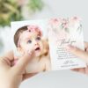 Blush Pink Flowers Baptism Thank You Card, Baptism Stationery, Printable File, Edit Yourself, SH142 Blush Pink Flowers Baptism Thank You Card, Baptism Stationery, Printable File, Edit Yourself, SH142