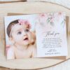 Blush Pink Flowers Baptism Thank You Card, Baptism Stationery, Printable File, Edit Yourself, SH142 Blush Pink Flowers Baptism Thank You Card, Baptism Stationery, Printable File, Edit Yourself, SH142